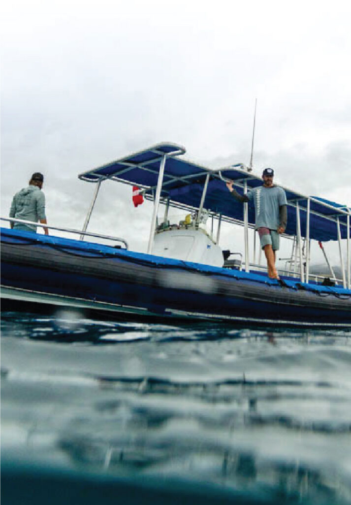 Kuokoa Kai 40-foot eco-raft vessel on the water
